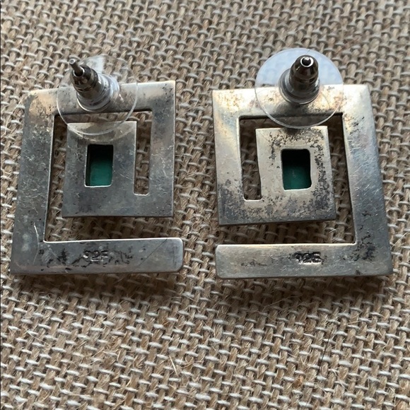 Sterling Malachite Earrings - Picture 2 of 4